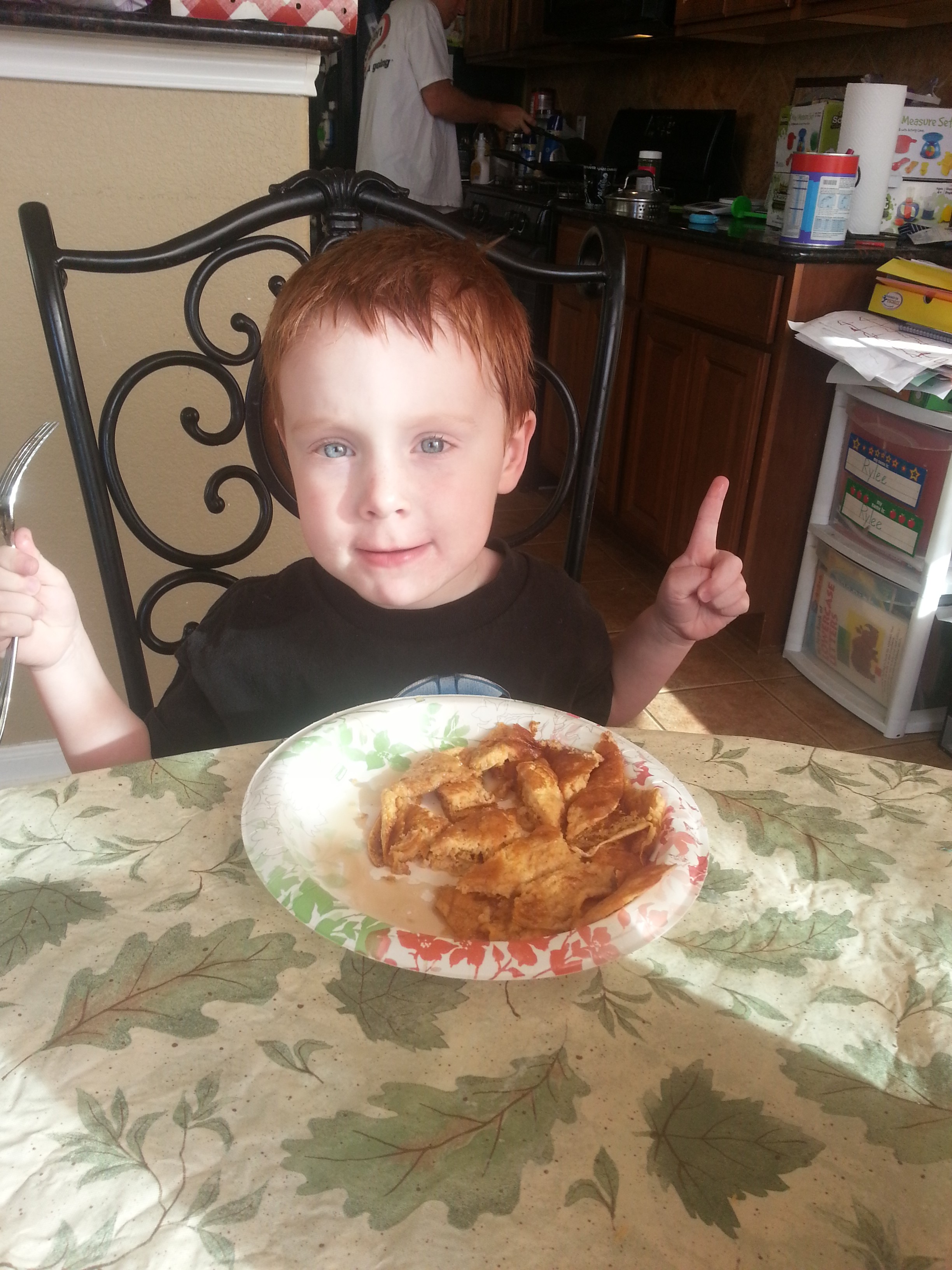 Henry with sweet potato pancakes