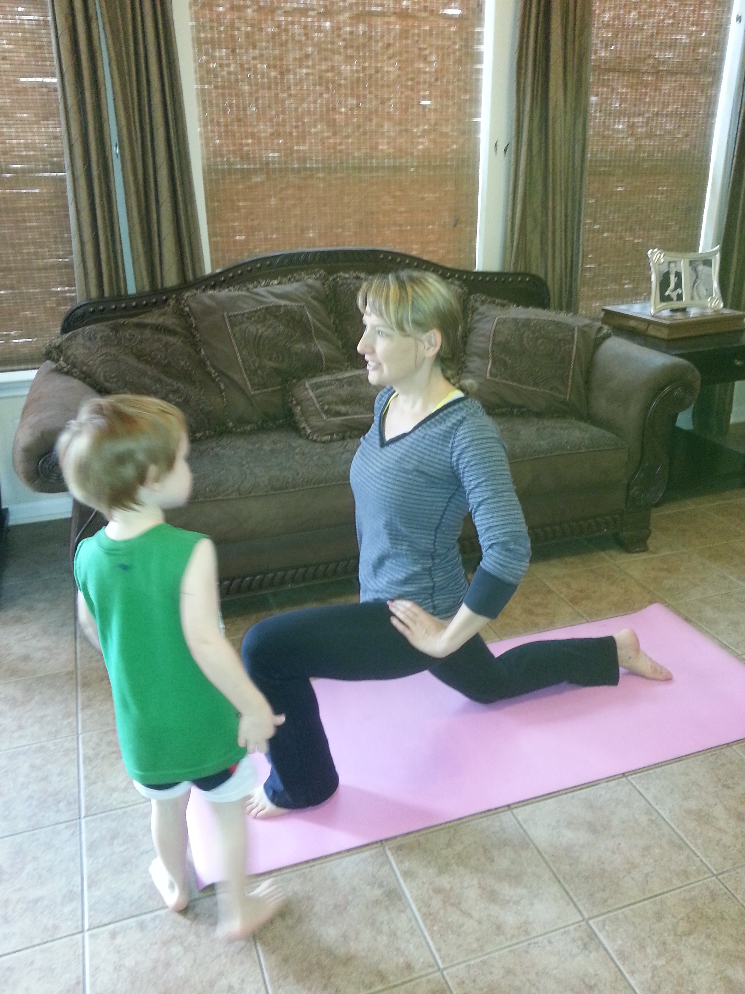 Runner's Stretch lunge with Little Henry