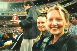 Henri and Lisa at baseball game, 2001