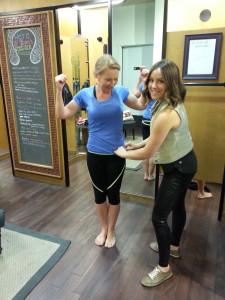 Getting fitted by Mary Gossen at the 6th and Lamar Lululemon