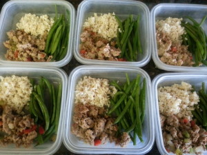 Turkey meatloaf, green beans and brown rice for the week.