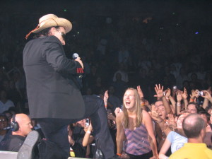 Bono wearing my cowboy hat at Vertigo tour
