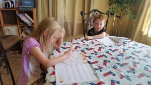 Rylee and Henry studying