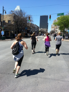 Sprinting with friends on a pub run