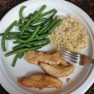 Moroccan chicken with green beans and brown rice
