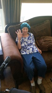 Mom in her chemo hat