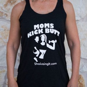 Moms Kick Butt Racerback T-Shirt Black Front